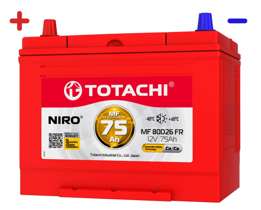 Купить Аккумулятор TOTACHI NIRO MF 80D26, 75а/ч FR, PUNCH